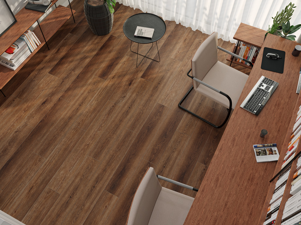 Кварцвиниловый SPC ламинат Cronafloor Wood Дуб Регин BD-40030-5 1200×180×4 фото в интерьере